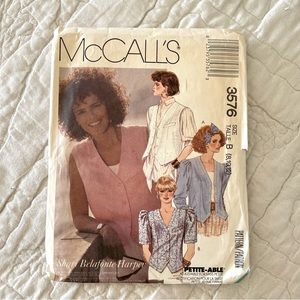Vintage McCall’s blouse and vest pattern 3576 Cut Size B (8,10,12)